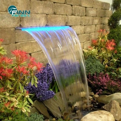 Custom Design Modern Pool Waterfall With Light